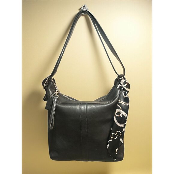 VTG Coach Legacy Slim Gallery Tote 9188 Black Leather Nickel Convertible Bag Y2K - Picture 1 of 8